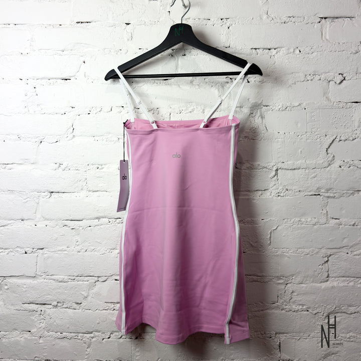 Alo Yoga Airbrush Streamlined Dress Candy Heart Pink White