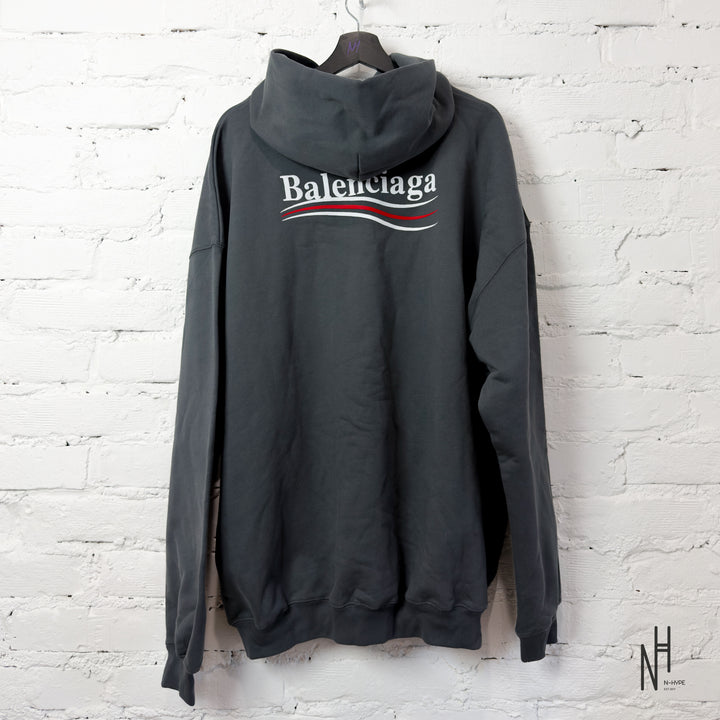 Balenciaga Political Campaign Large Fit Hoodie Dark Grey