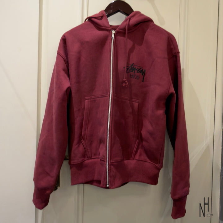Stussy Paris Zip Hoodie Wine