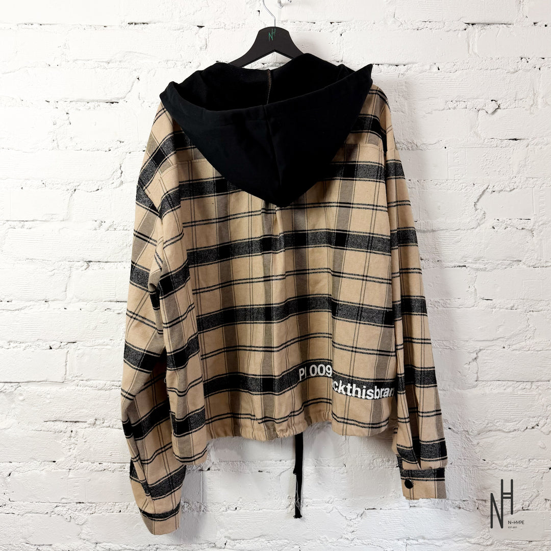 FVCKTHISBRAND FLANEL HOODIE BEIGE