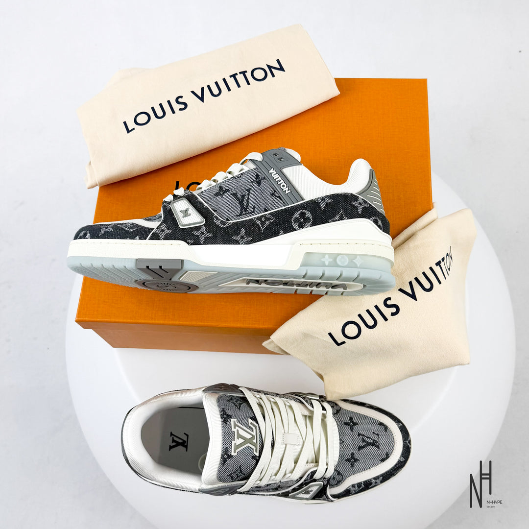 Louise Vuitton LV Trainer Monogram Denim Grey White