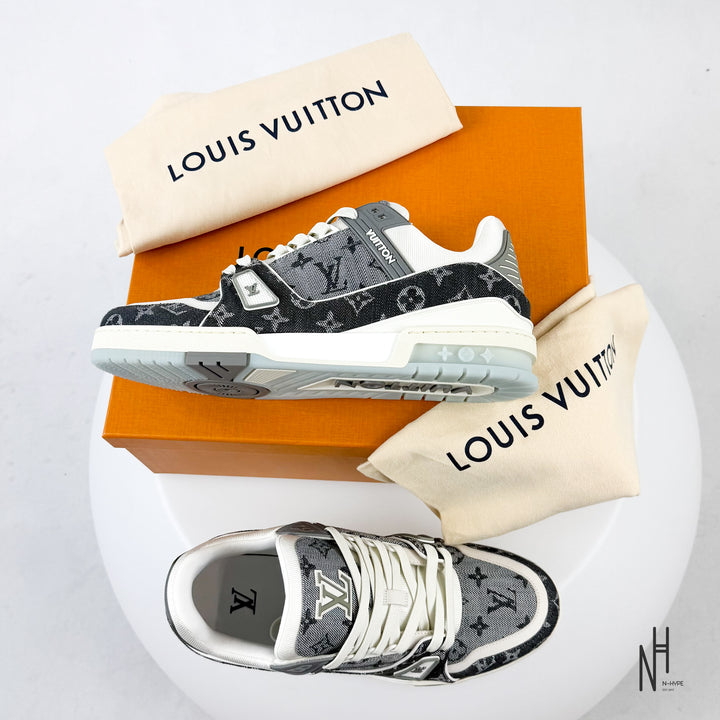 Louise Vuitton LV Trainer Monogram Denim Grey White
