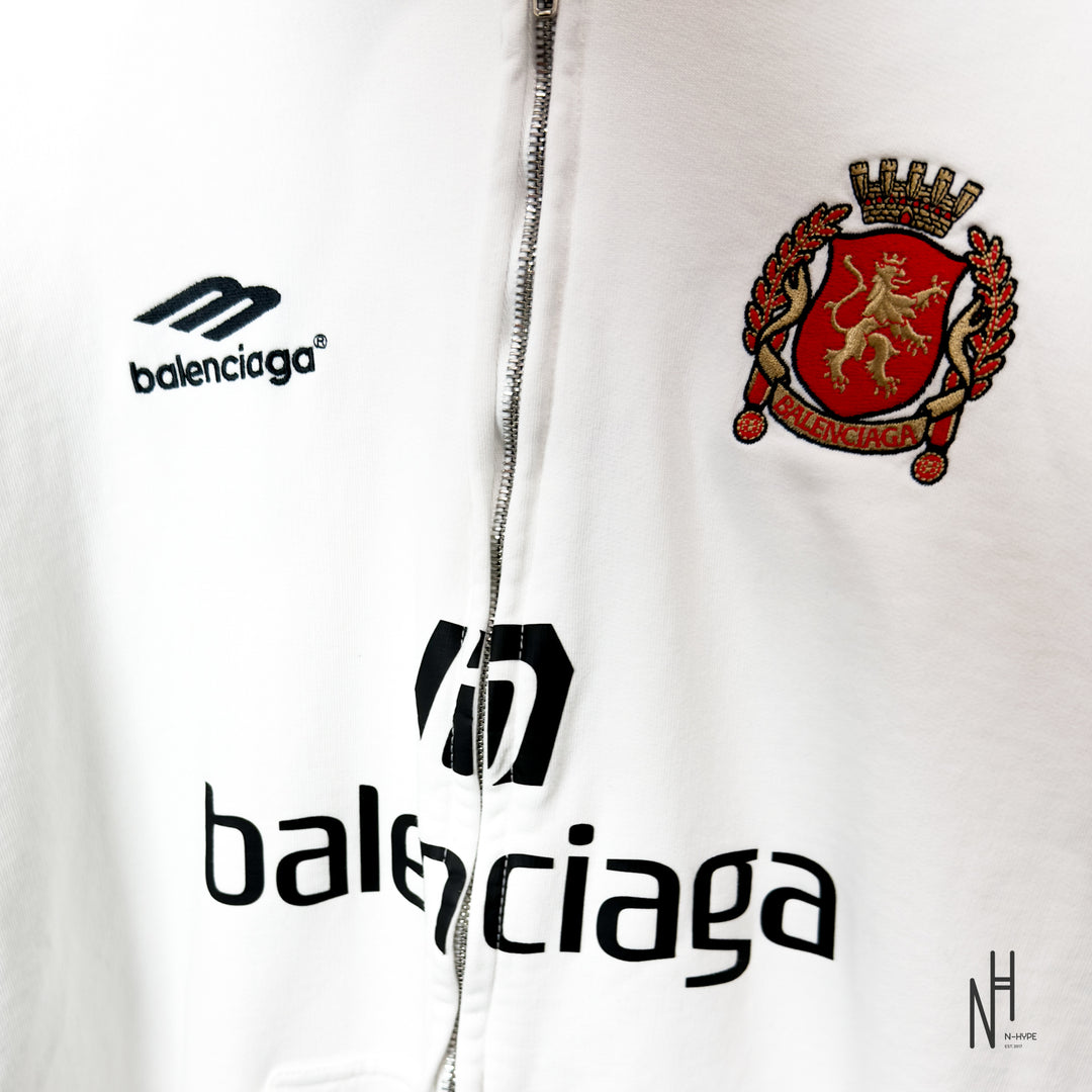 Balenciaga Paris 10 Zip Upp Hoodie White