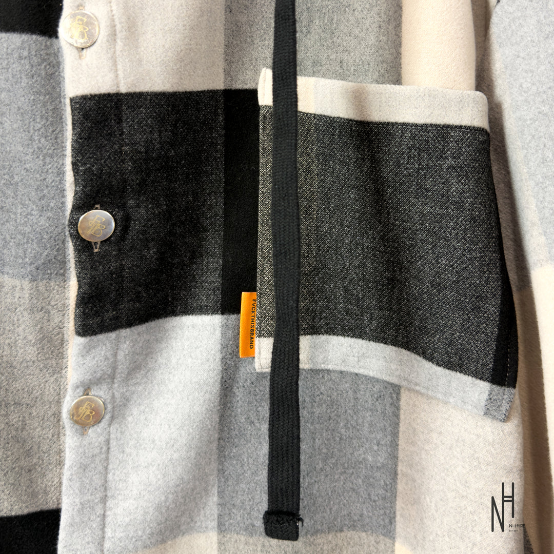 FVCKTHISBRAND FLANEL HOODIE BEIGE GREY BLACK