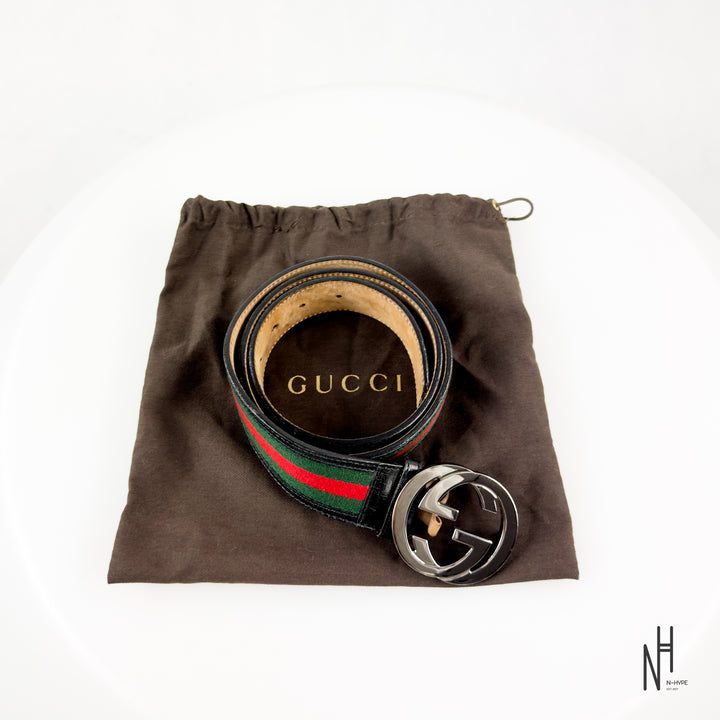 Gucci Web Leather Belt