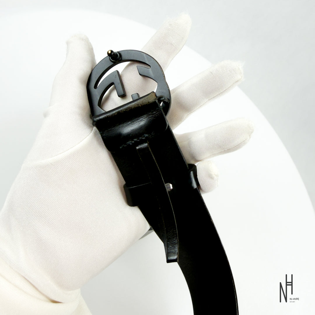 Gucci Matte GG Black Buckle Belt