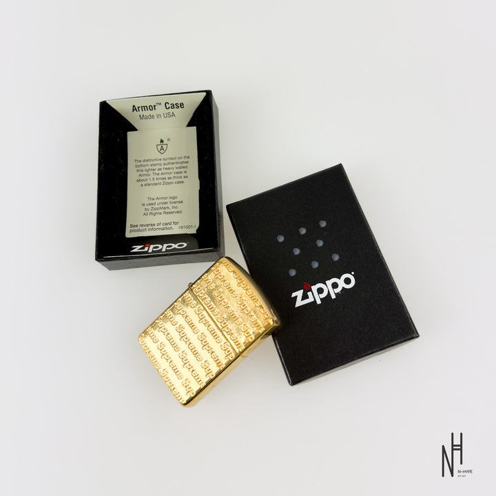 Supreme Repeat Engraved Zippo Gold