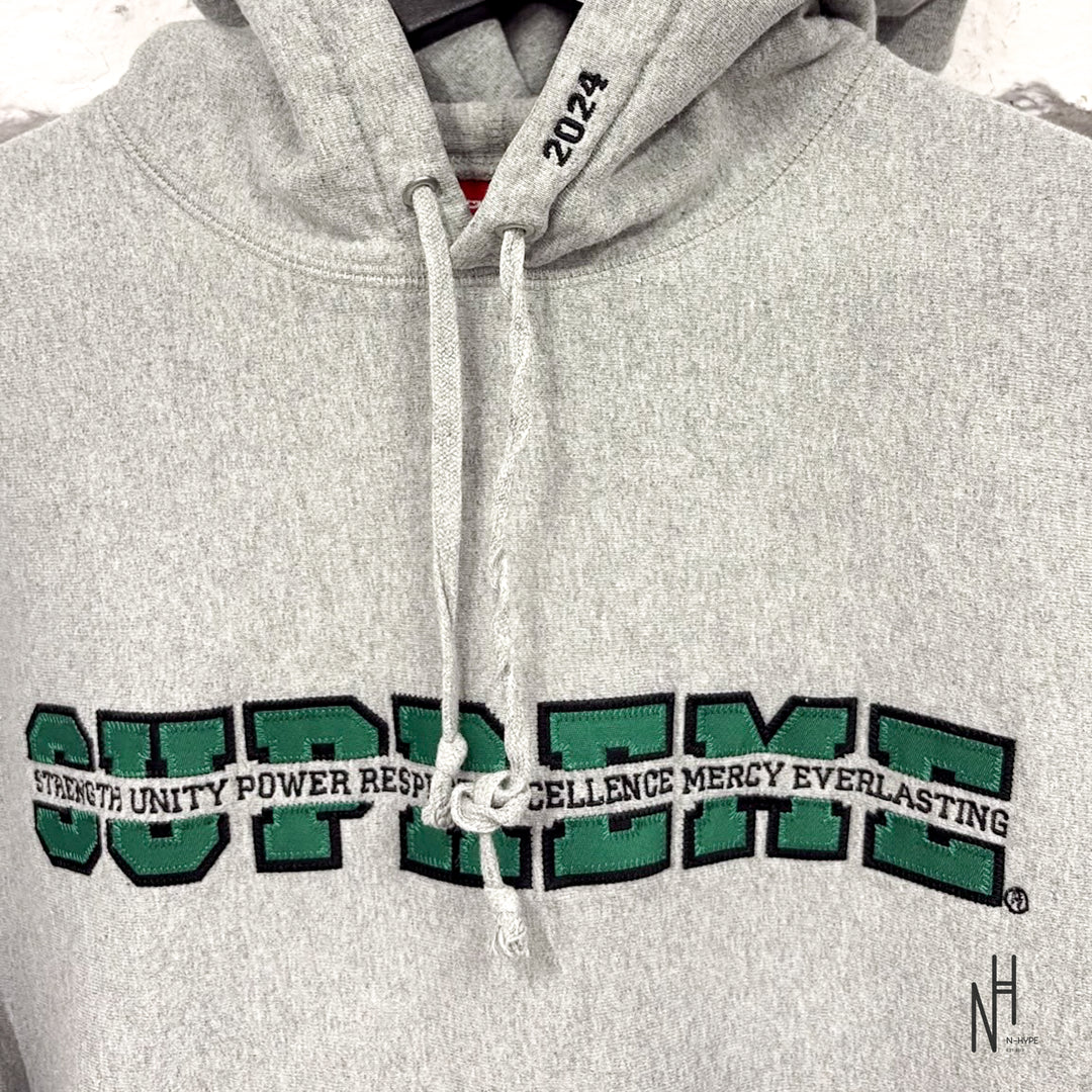 Supreme Collegiate Acronym Hooded Sweatshirt Heather Grey