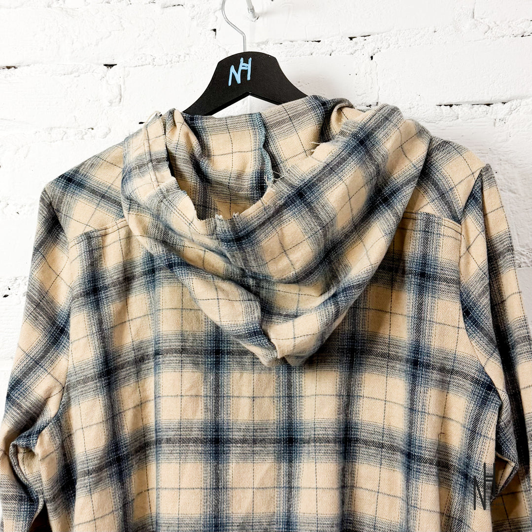 FVCKTHISBRAND PAINTED FLANEL SHIRT WHITE NAVY