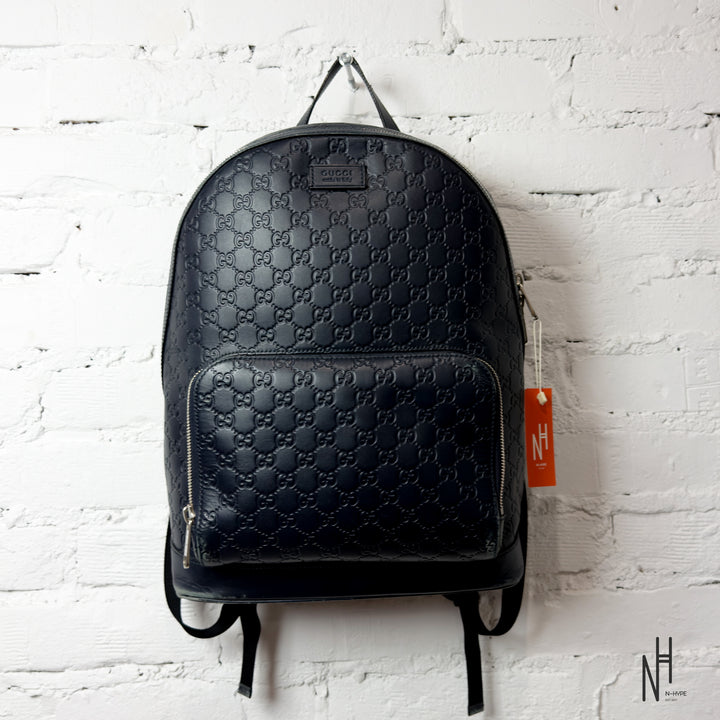 Gucci Monogram Leather Backpack - Black