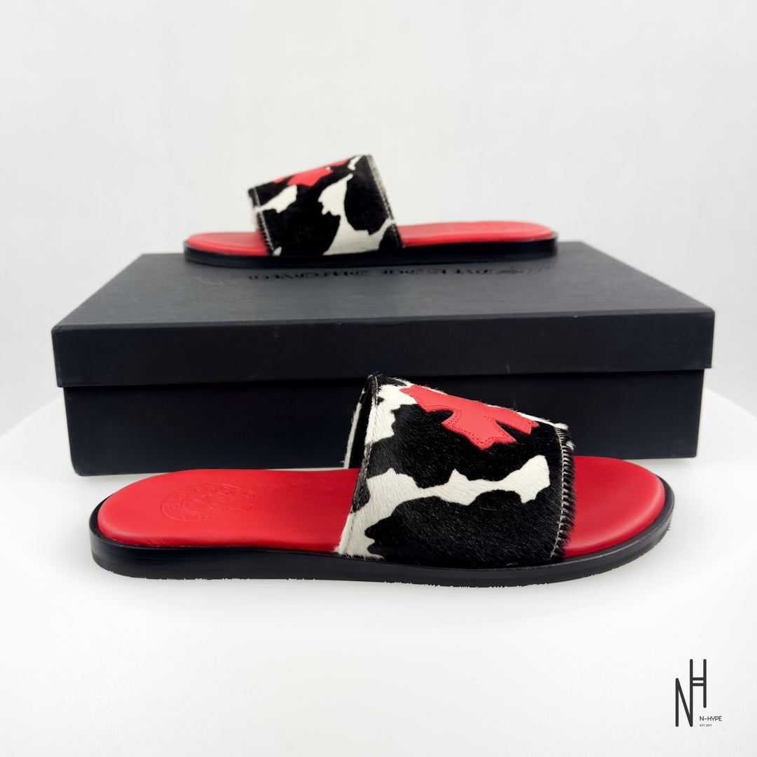 Chrome Hearts Red Cross Patch Cow Slides