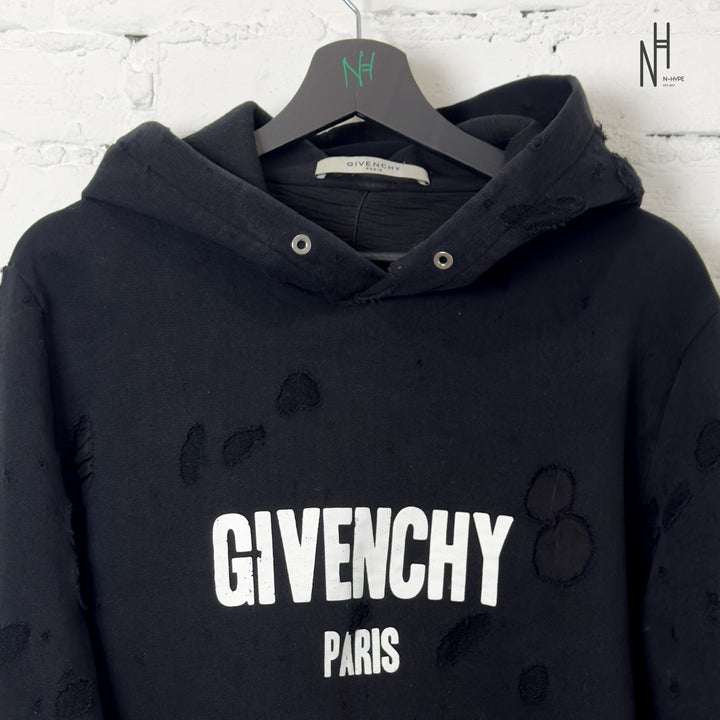 Givenchy Paris Destroyed Hoodie/Black
