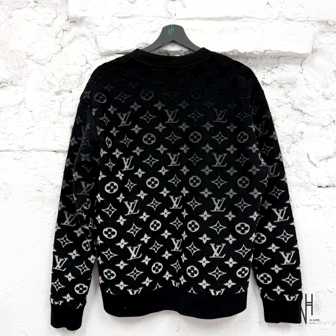 Louis Vuitton Monogram Jacquard Crewneck Sweater Black White