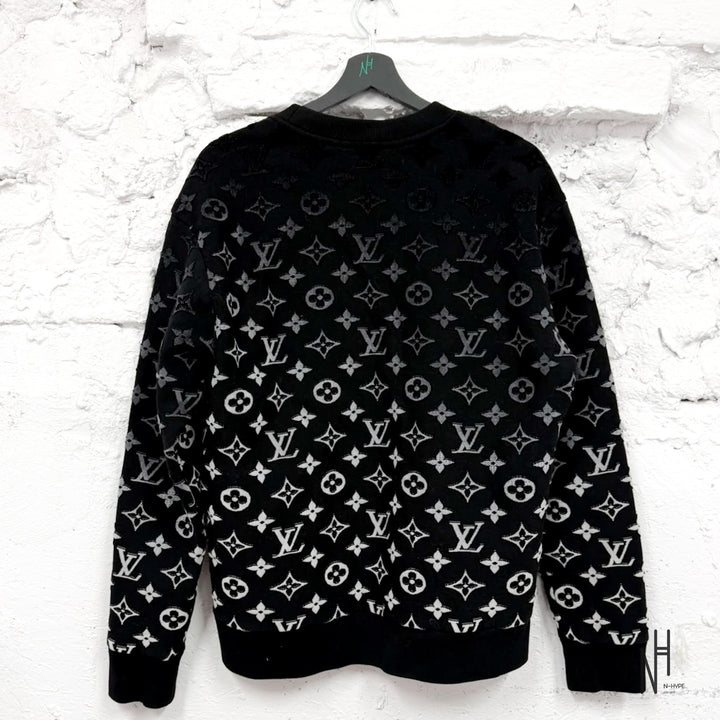 Louis Vuitton Monogram Jacquard Crewneck Sweater Black White