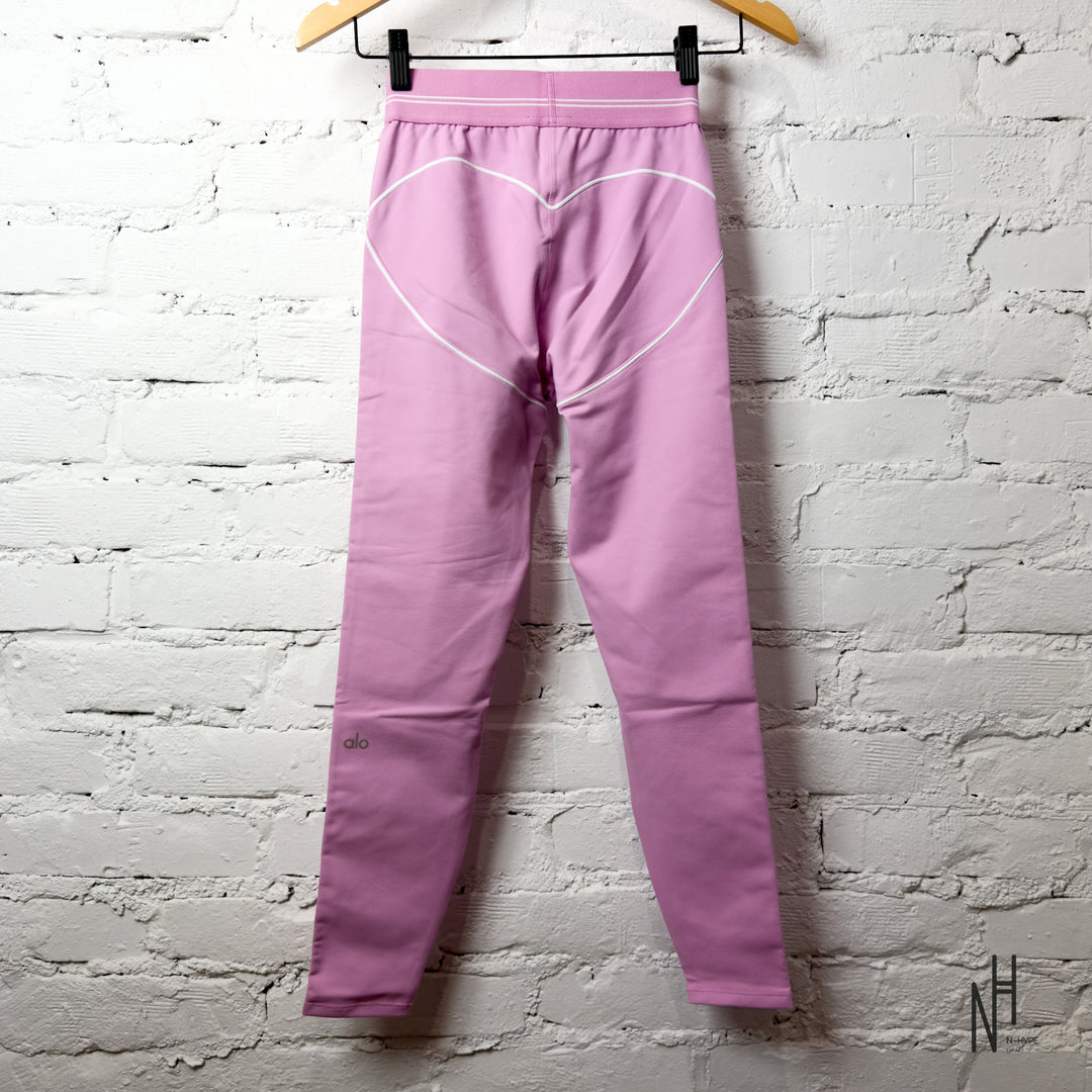 Alo Yoga Airbrush High-Waist 7/8 Heart Throb Legging Candy Heart Pink White