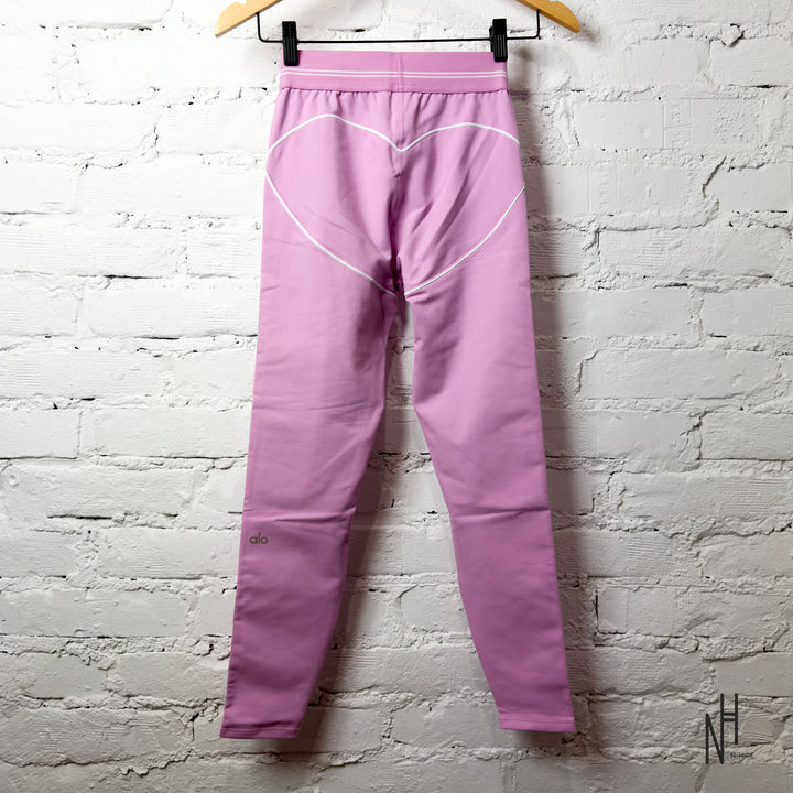 Alo Yoga Airbrush High-Waist 7/8 Heart Throb Legging Candy Heart Pink White