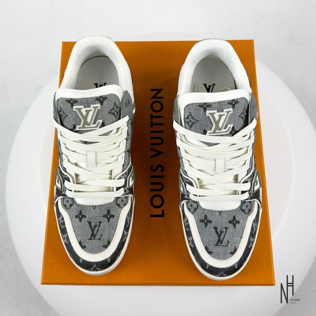 Louise Vuitton LV Trainer Monogram Denim Grey White