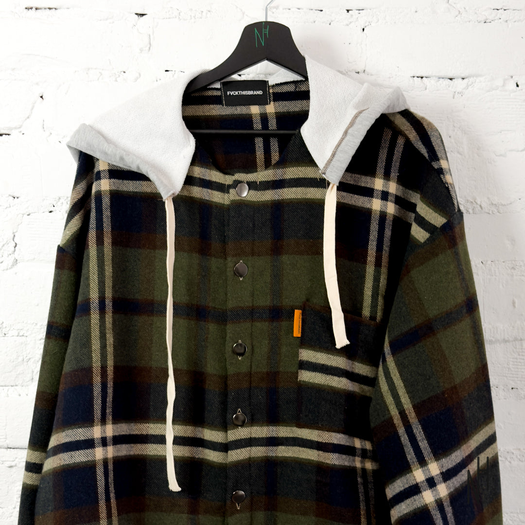 FVCKTHISBRAND FLANEL HOODIE GREEN