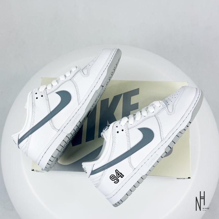 Nike SB Dunk Low Supreme 94 White Metallic Silver