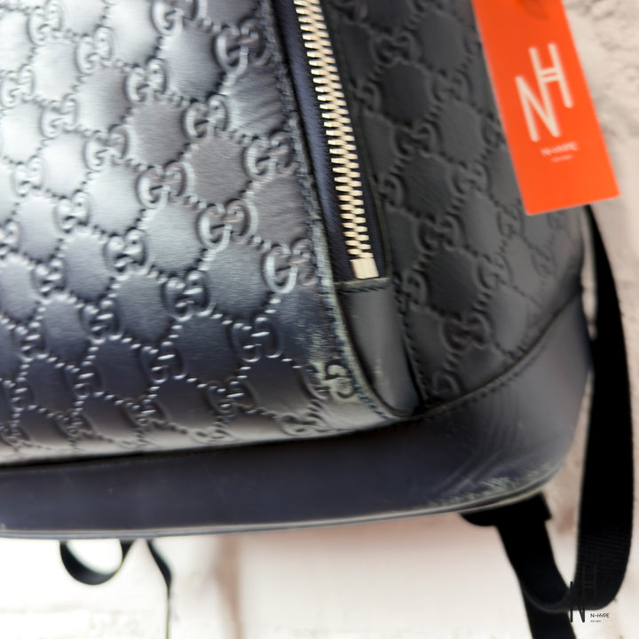 Gucci Monogram Leather Backpack - Black