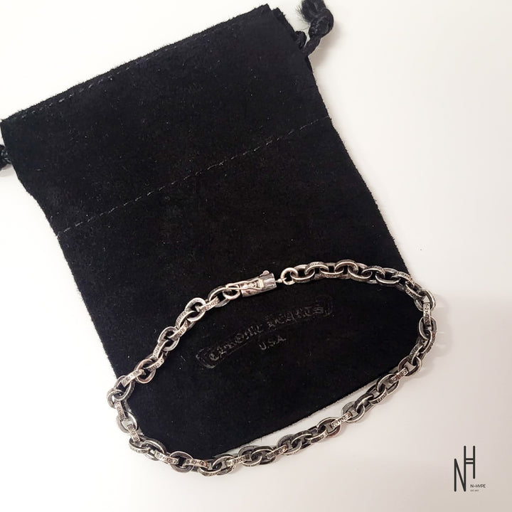 Chrome Hearts Silver Scroll Label Paperchain Bracelet