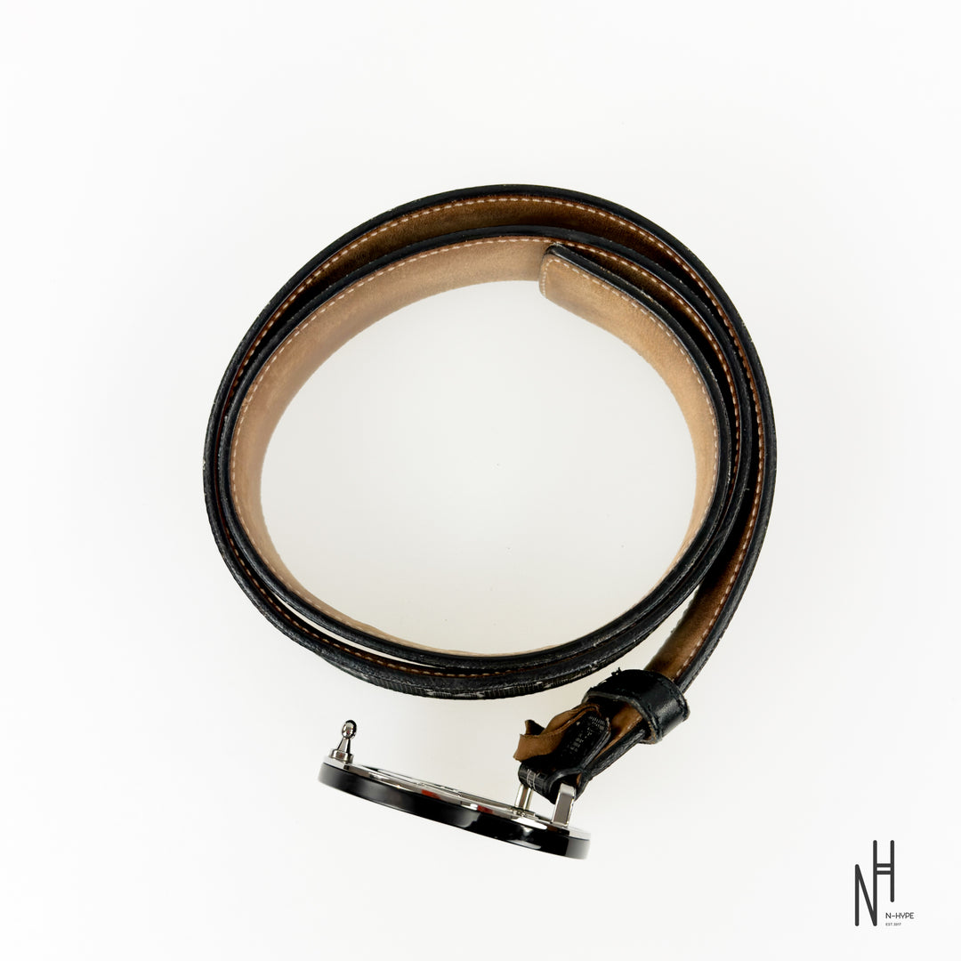 Gucci Jacquard Shiny Black Belt