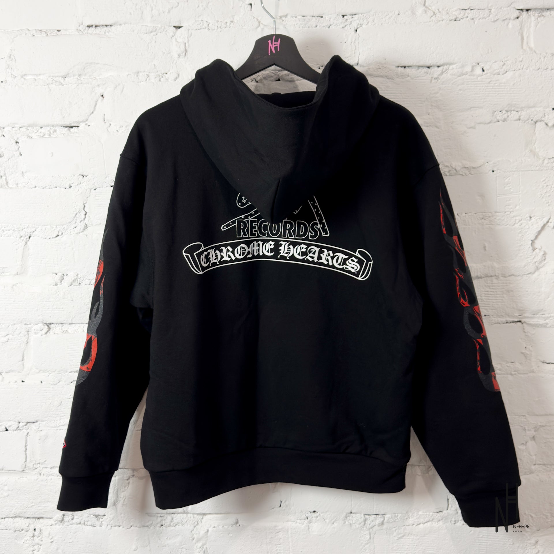 Chrome Hearts Zip Hoodie Black Red Print Sex Records | N-Hype