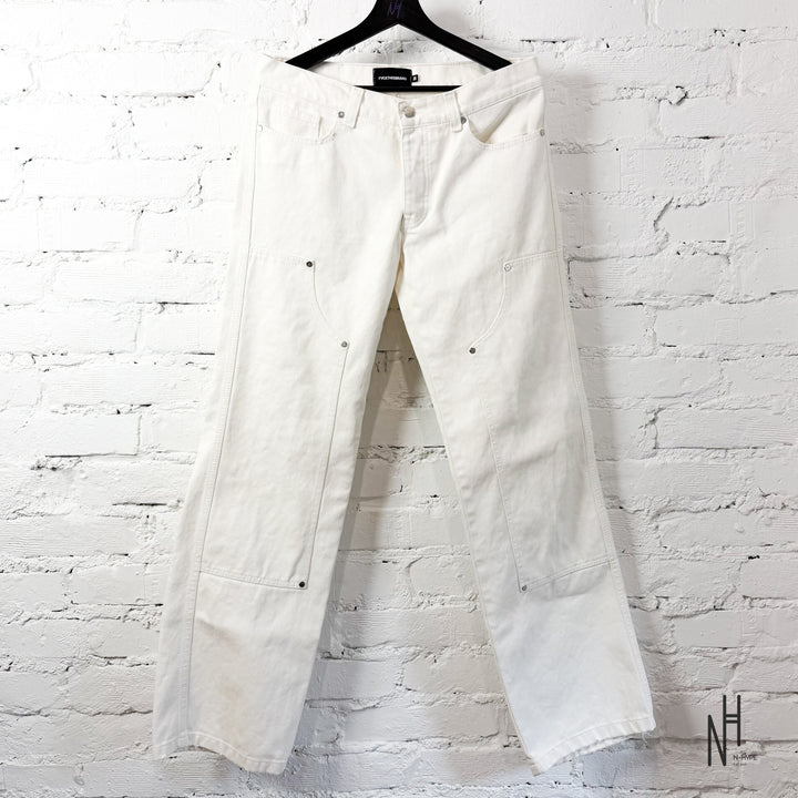 FVCKTHISBRAND STUDDED WAXED DENIM WHITE