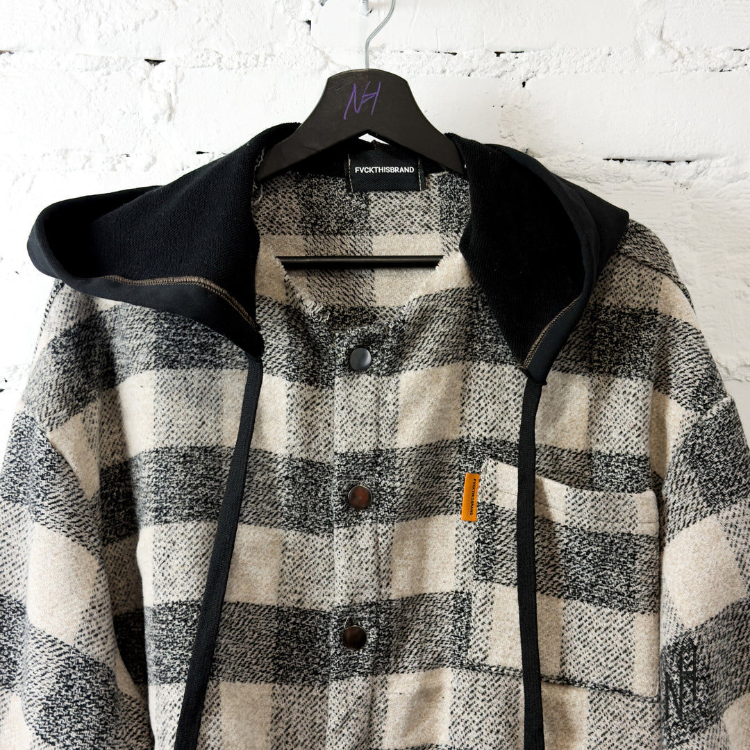 FVCKTHISBRAND FLANEL HOODIE GREY BLACK