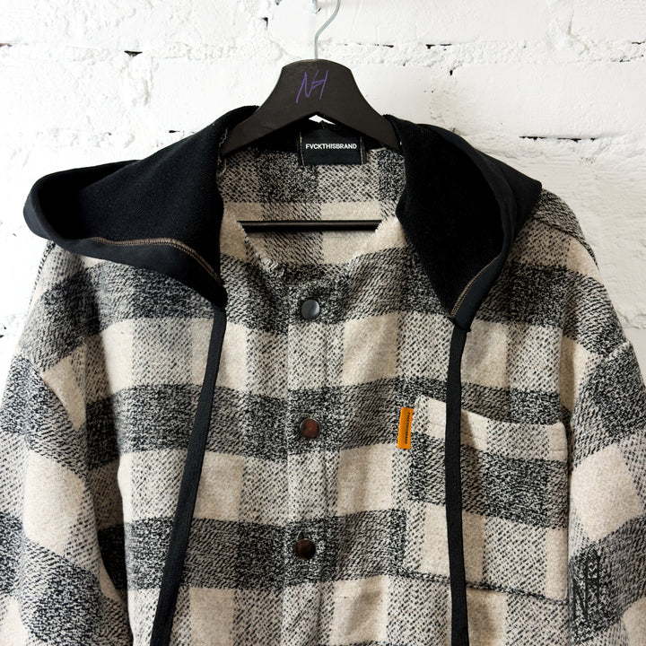 FVCKTHISBRAND FLANEL HOODIE GREY BLACK