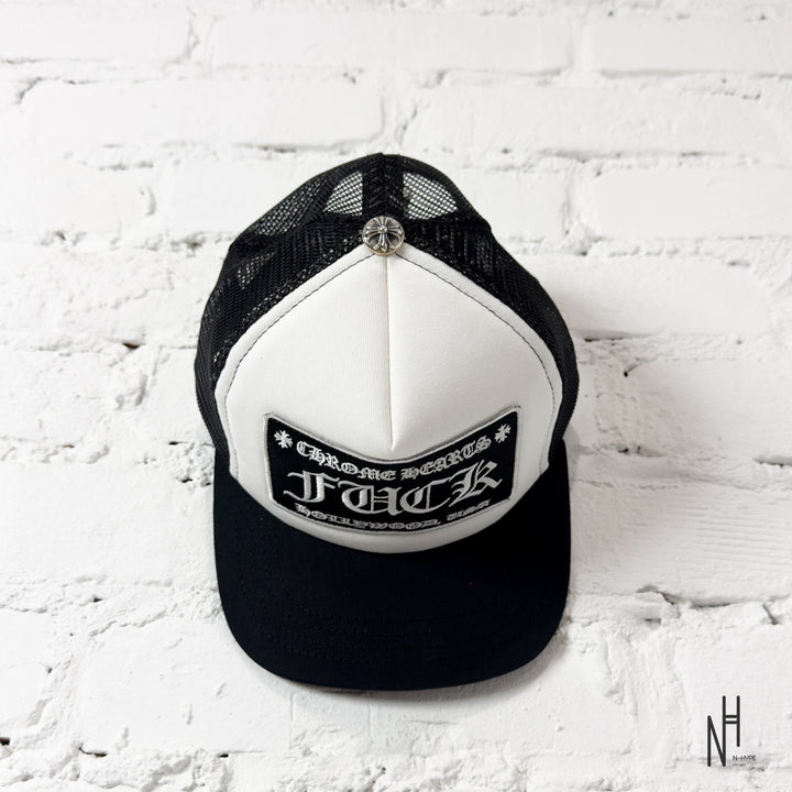 Chrome Hearts FUCK Hollywood Trucker Hat Black/White
