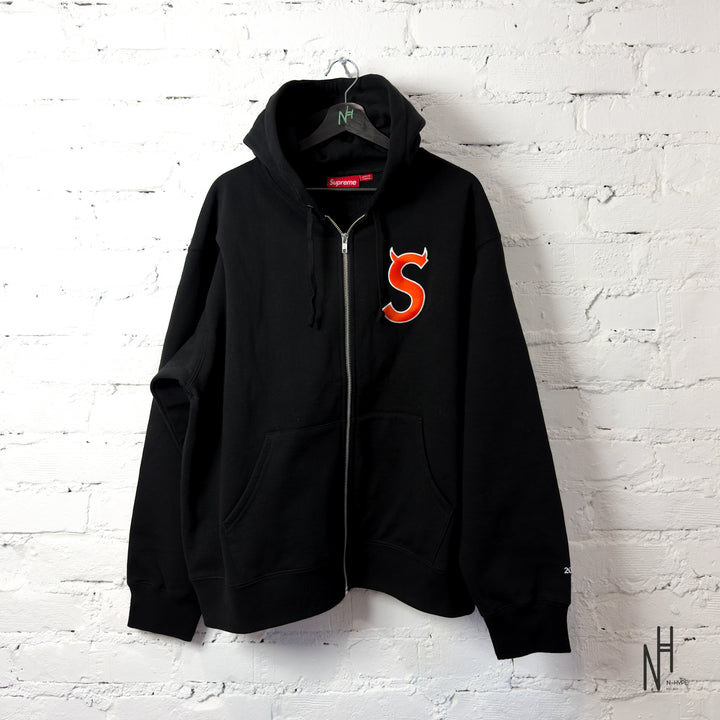 Supreme Devil S Logo Zip Up Hooded Sweatshirt Black