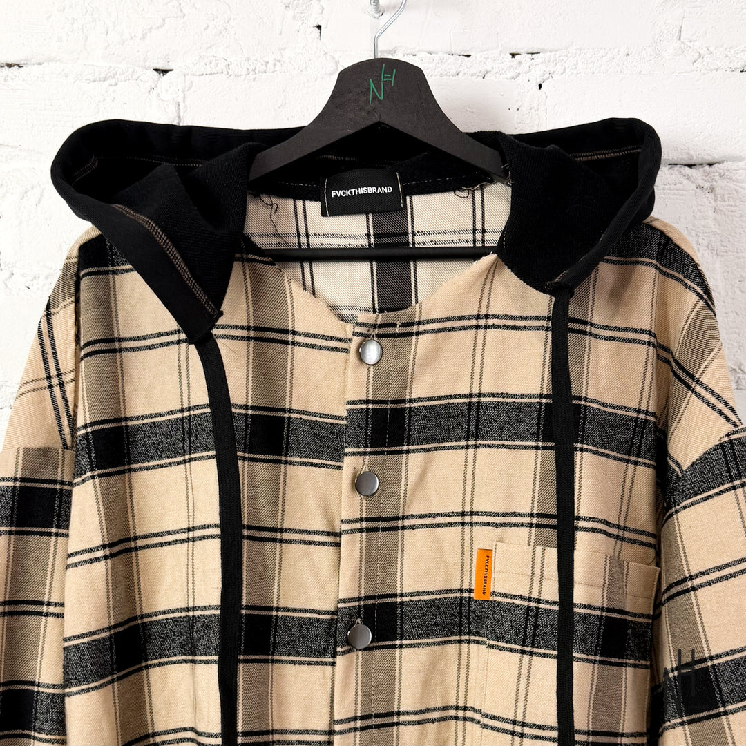FVCKTHISBRAND FLANEL HOODIE BEIGE