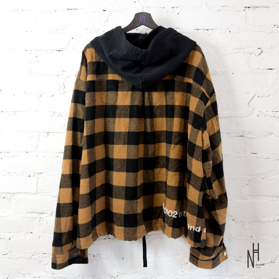 FVCKTHISBRAND FLANEL HOODIE HONEY BROWN