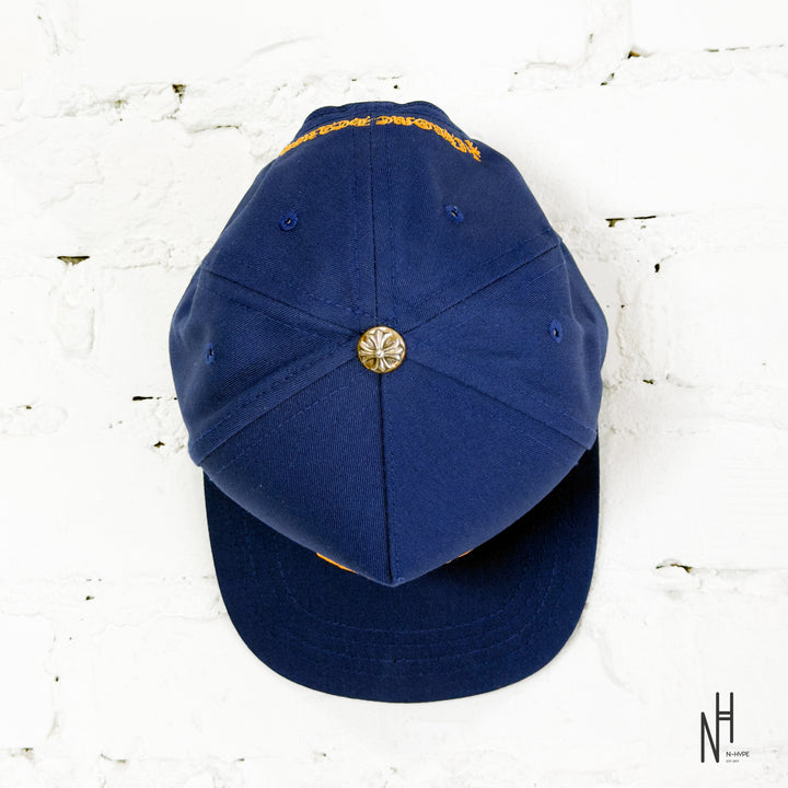 Chrome Hearts CH Blue & Gold Logo Trucker Hat
