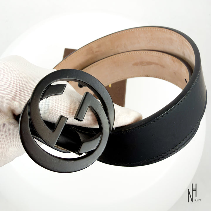 Gucci Leather Belt with Double G Buckle Black