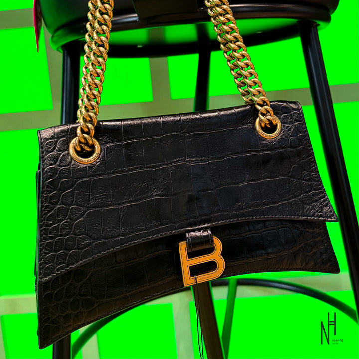 Balenciaga Crush Chain Bag Leather Black Gold