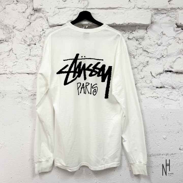 Stussy Stock Paris Longsleeve White
