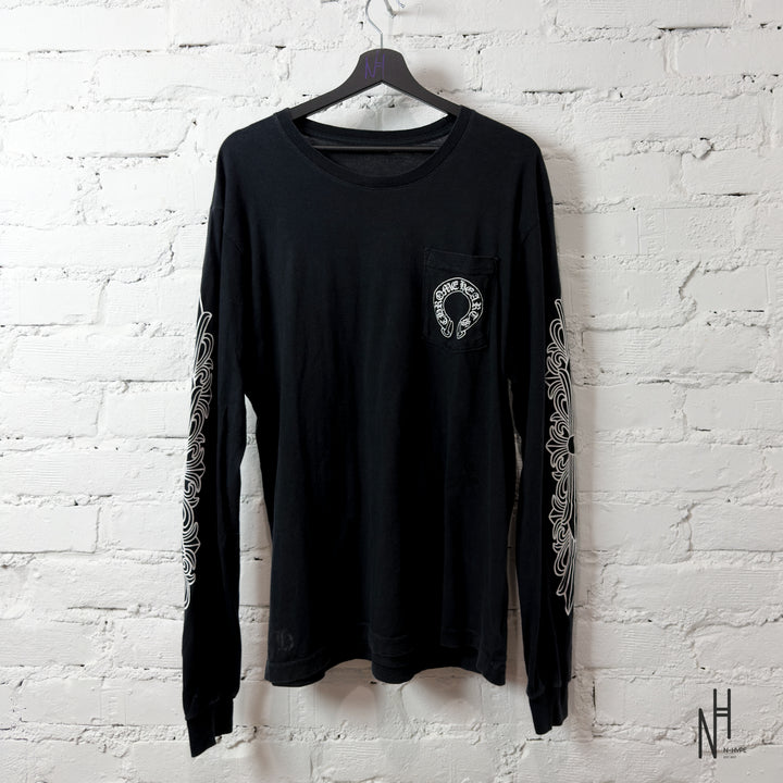 Chrome Hearts Horseshoe Floral Long Sleeve Black