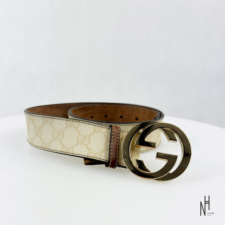 Gucci GG Supreme Belt White