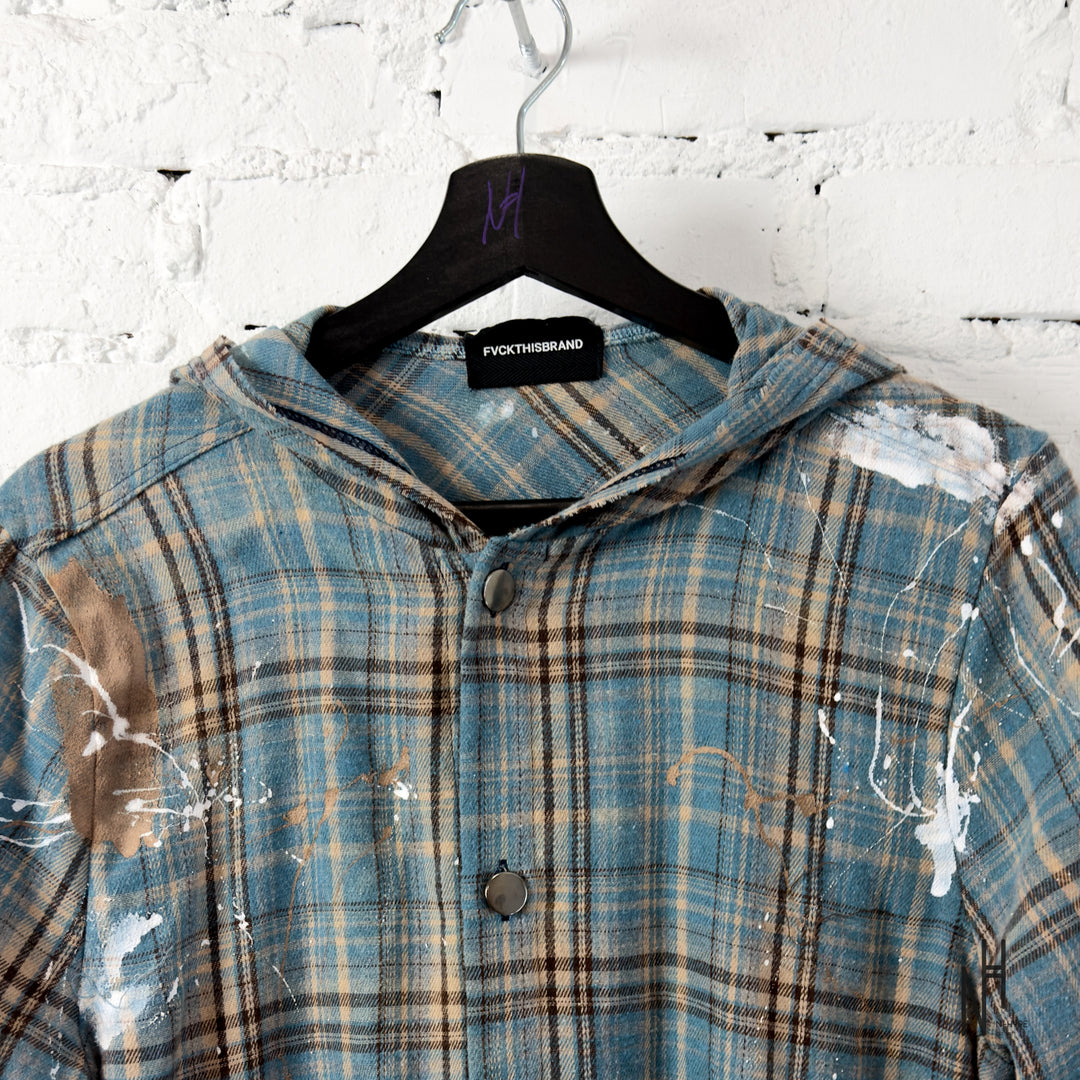 FVCKTHISBRAND PAINTED FLANEL SHIRT BLUE