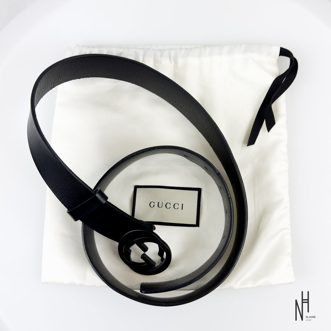 Gucci Matte Black Buckle Belt