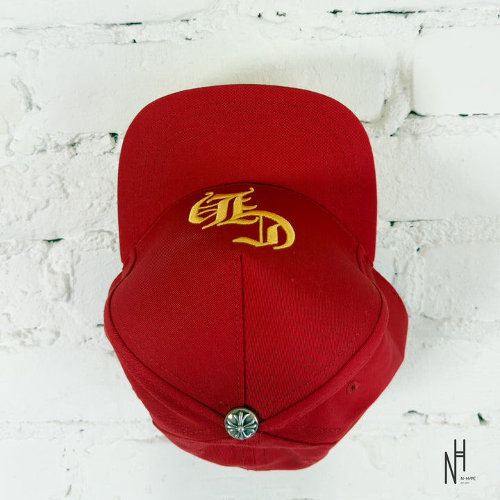 Chrome Hearts CH Red &amp; Gold Logo Trucker Hat
