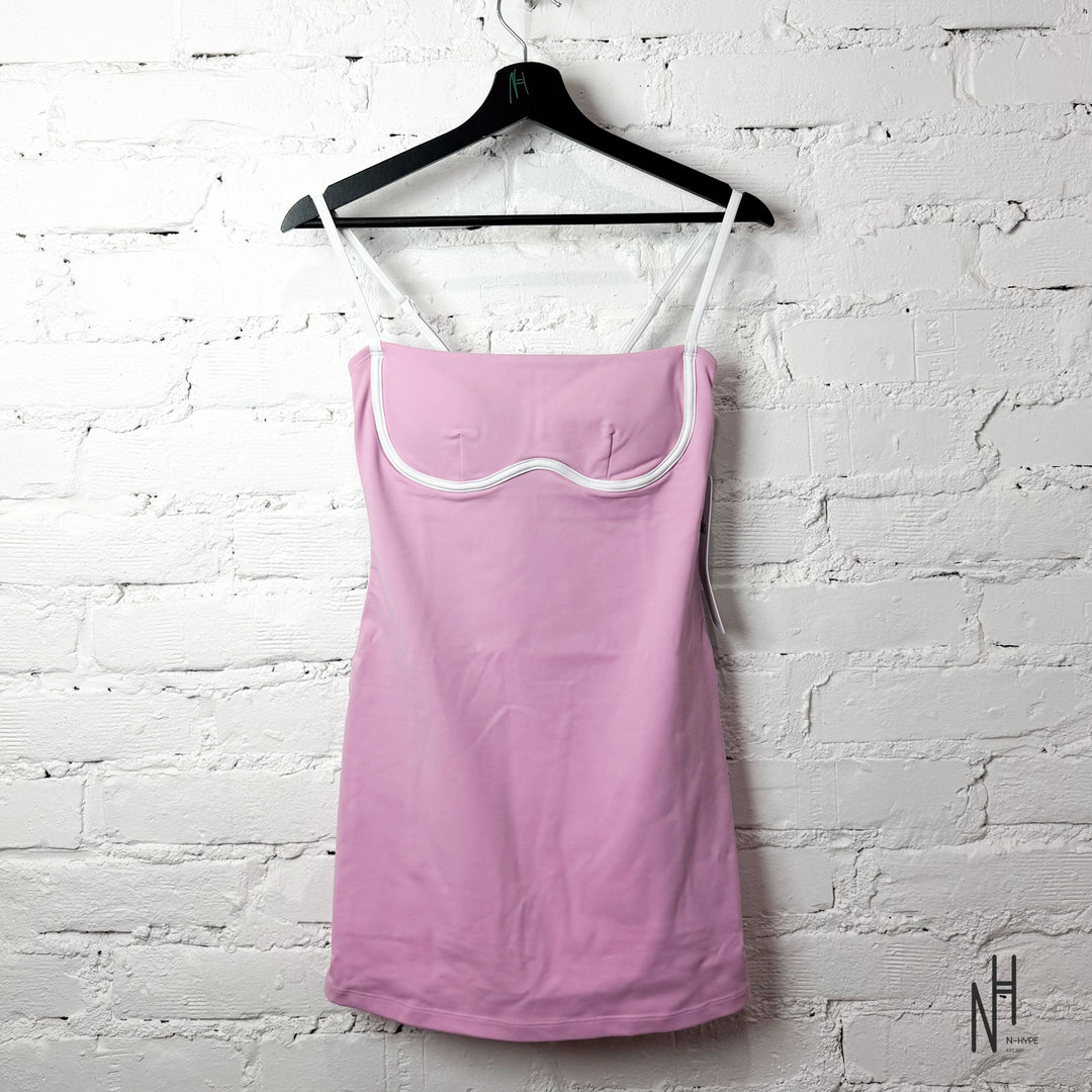 Alo Yoga Airbrush Streamlined Dress Candy Heart Pink White