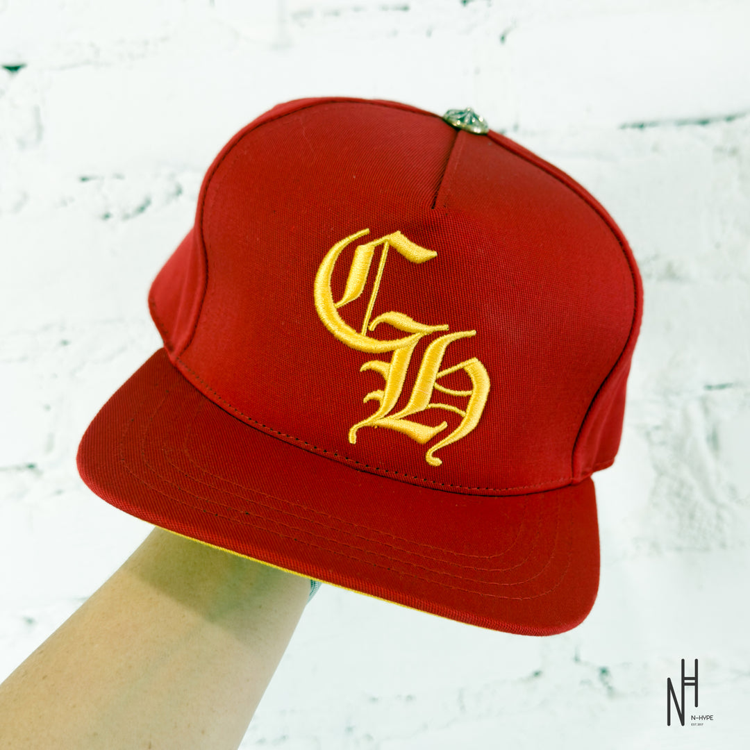 Chrome Hearts CH Red &amp; Gold Logo Trucker Hat