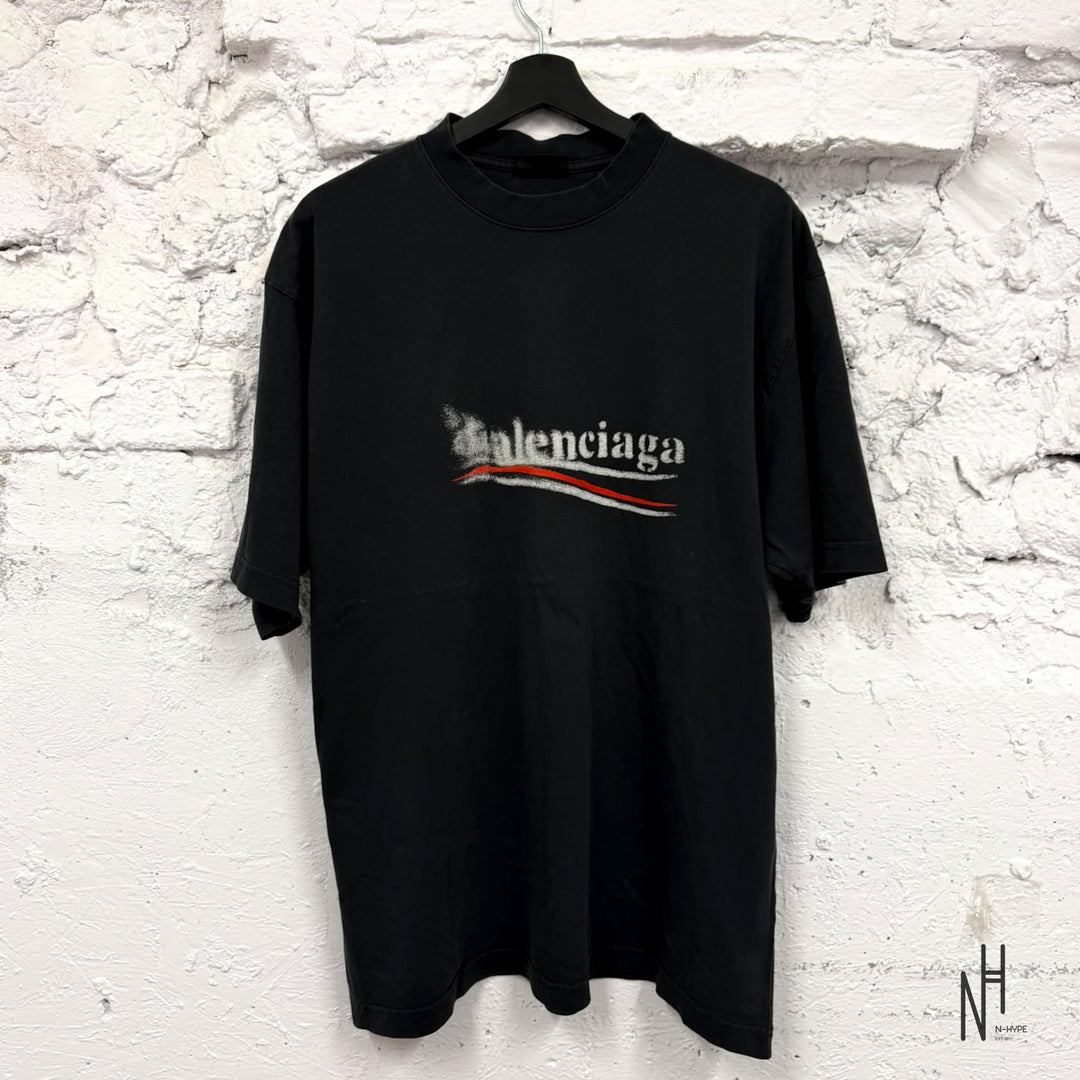 Balenciaga Blurred Logo Oversized T-Shirt Black