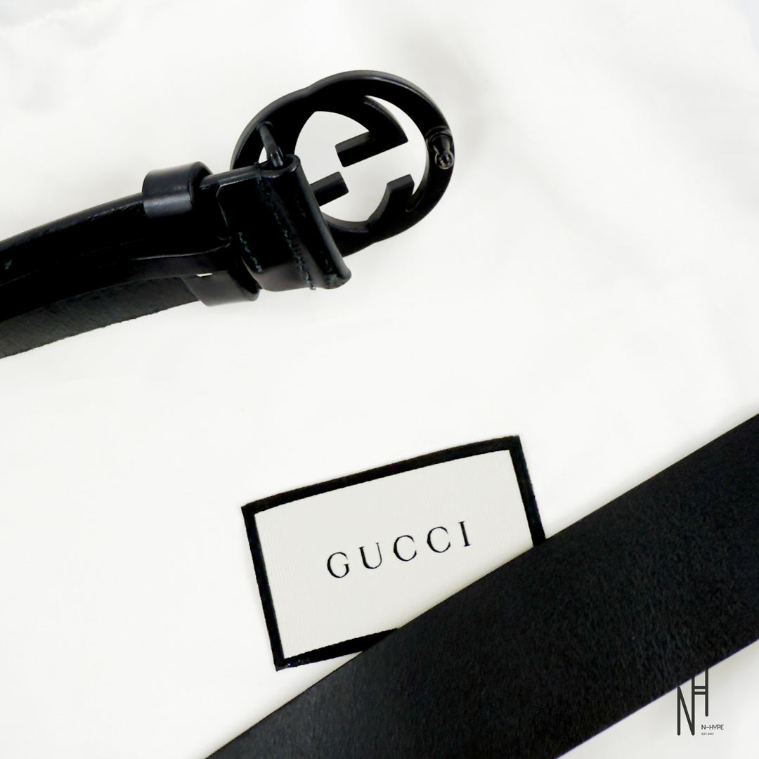 Gucci Matte Black Buckle Belt