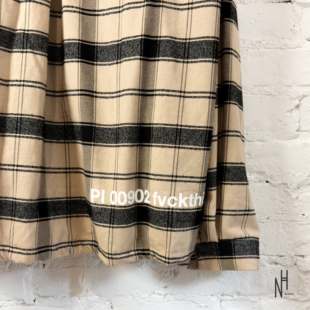 FVCKTHISBRAND FLANEL HOODIE BEIGE GREY