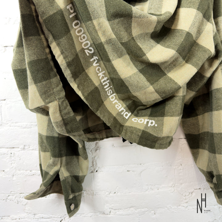 FVCKTHISBRAND FLANEL HOODIE KHAKI