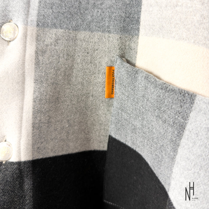 FVCKTHISBRAND FLANEL HOODIE BEIGE BLACK GREY
